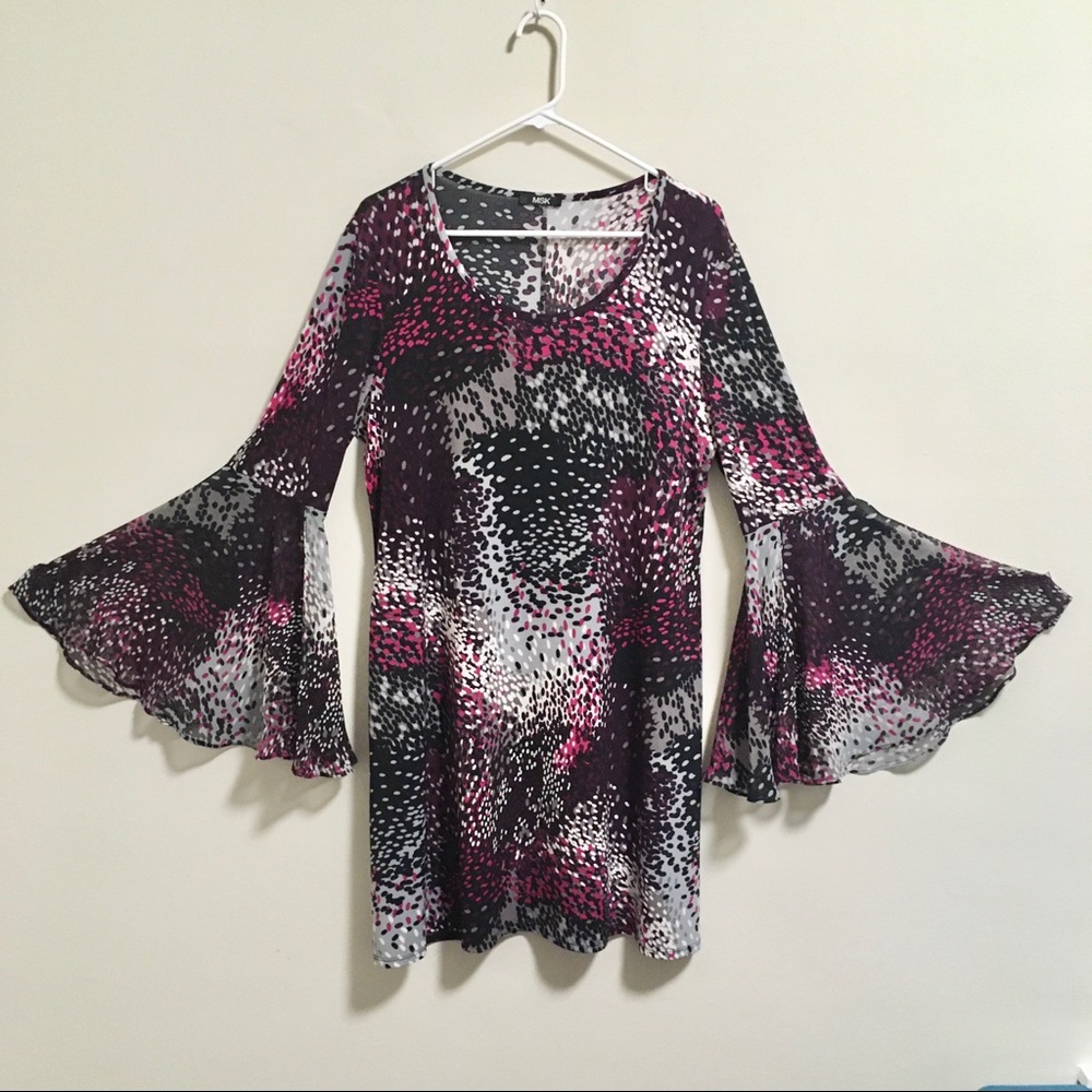 MSK Bell Sleeve Abstract Dot Dress XXL 20